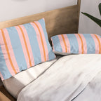 Cute Basic Stripes Light Blue Orange Pink Pillow Sham Gallery Image 2