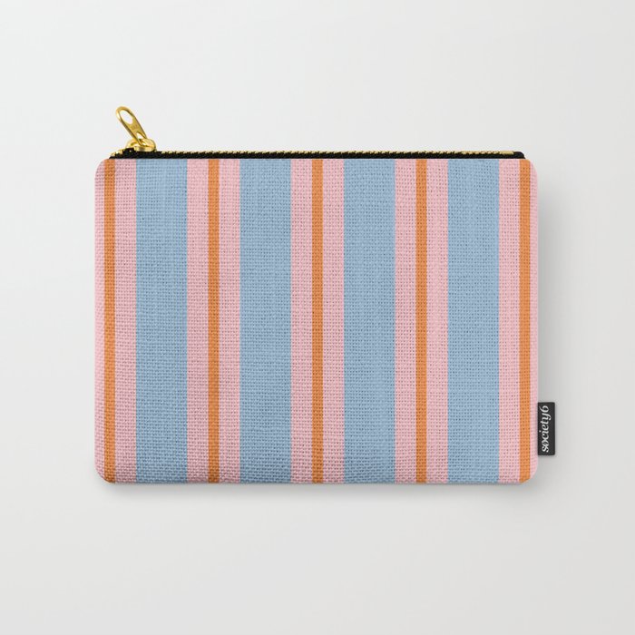 Cute Basic Stripes Light Blue Orange Pink Carry All Pouch Gallery Image 1