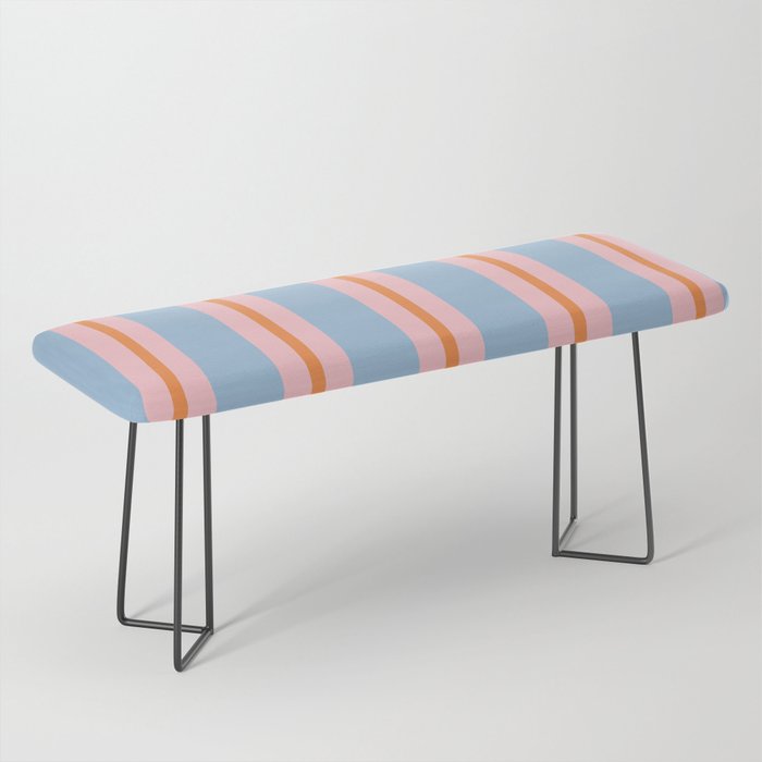 Cute Basic Stripes Light Blue Orange Pink Bench Gallery Image 1