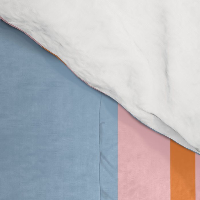 Cute Basic Stripes Light Blue Orange Pink Comforter Gallery Image 4