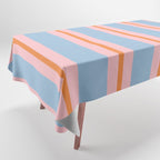 Cute Basic Stripes Light Blue Orange Pink Tablecloth Gallery Image 1