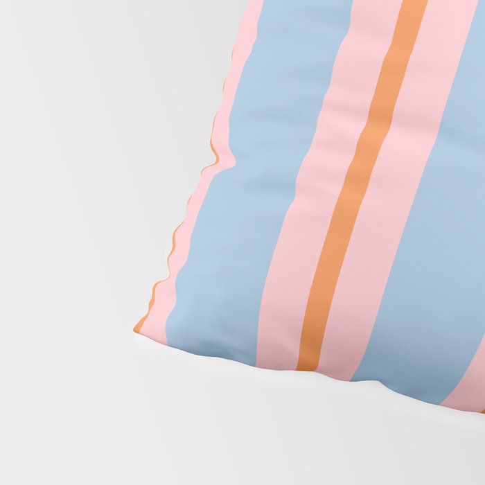 Cute Basic Stripes Light Blue Orange Pink Pillow Sham Gallery Image 4