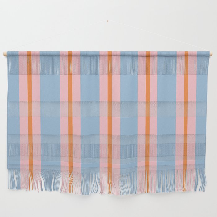 Cute Basic Stripes Light Blue Orange Pink Wall Hanging Gallery Image 1