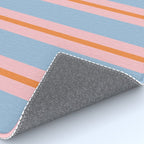 Cute Basic Stripes Light Blue Orange Pink Rug Gallery Image 4