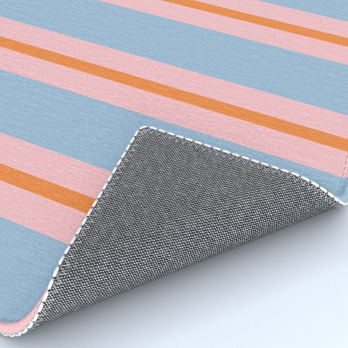 Cute Basic Stripes Light Blue Orange Pink Rug Gallery Image 4