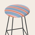 Cute Basic Stripes Light Blue Orange Pink Stool Gallery Image 2
