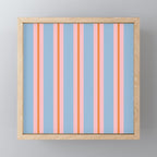Cute Basic Stripes Light Blue Orange Pink Mini Art Print Gallery Image 1