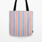 Cute Basic Stripes Light Blue Orange Pink Tote Bag Gallery Image 1