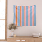 Cute Basic Stripes Light Blue Orange Pink Wall Tapestry Gallery Image 2