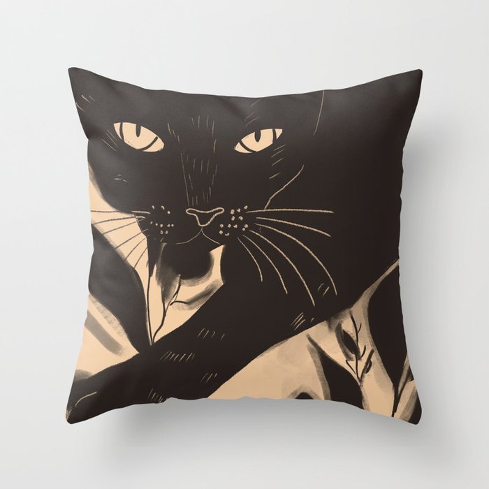 Black Cat 4 Throw Pillow Gallery Image 1