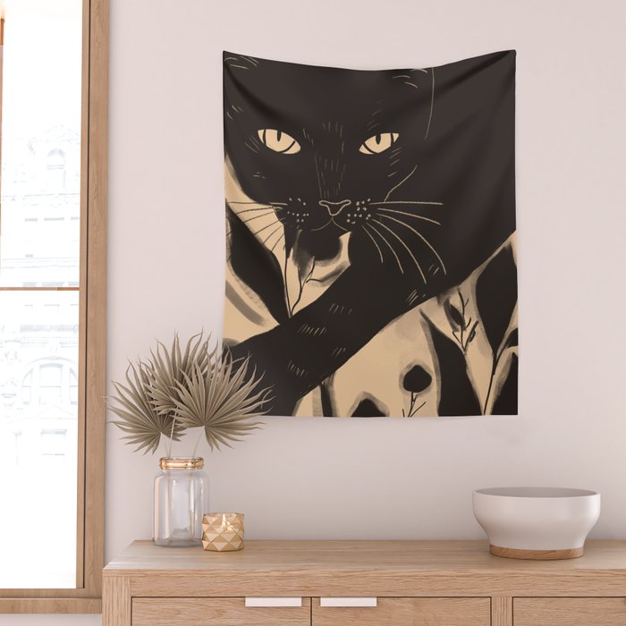 Black Cat 4 Wall Tapestry Gallery Image 2