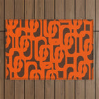Mid Century Modern Loops Retro 70s Dark Brown and Orange Pattern Outdoor Rug Gallery Image 1