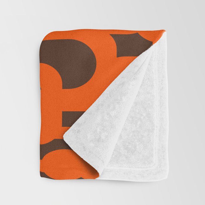 Mid Century Modern Loops Retro 70s Dark Brown and Orange Pattern Throw Blanket Gallery Image 3