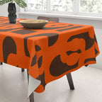 Mid Century Modern Loops Retro 70s Dark Brown and Orange Pattern Tablecloth Gallery Image 3