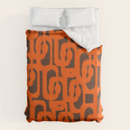 Mid Century Modern Loops Retro 70s Dark Brown and Orange Pattern Duvet Cover Gallery Image 6