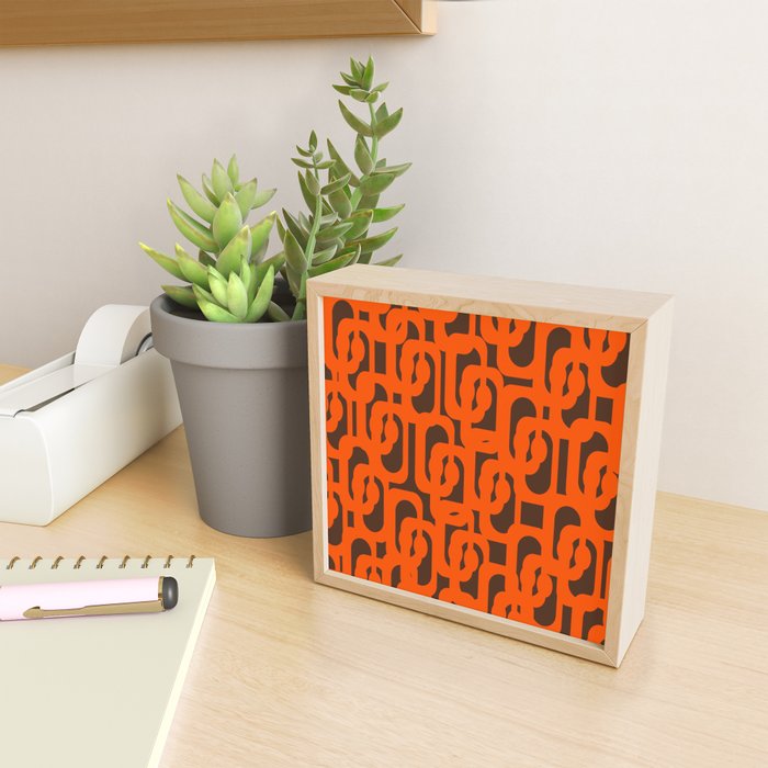 Mid Century Modern Loops Retro 70s Dark Brown and Orange Pattern Mini Art Print Gallery Image 2