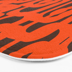 Mid Century Modern Loops Retro 70s Dark Brown and Orange Pattern Bath Mat Gallery Image 3