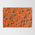 Mid Century Modern Loops Retro 70s Dark Brown and Orange Pattern Rug Gallery Image 2