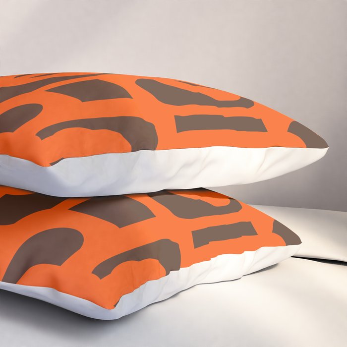 Mid Century Modern Loops Retro 70s Dark Brown and Orange Pattern Pillow Sham Gallery Image 3