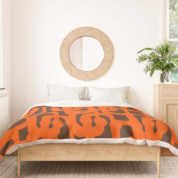 Mid Century Modern Loops Retro 70s Dark Brown and Orange Pattern Duvet Cover Gallery Image 3