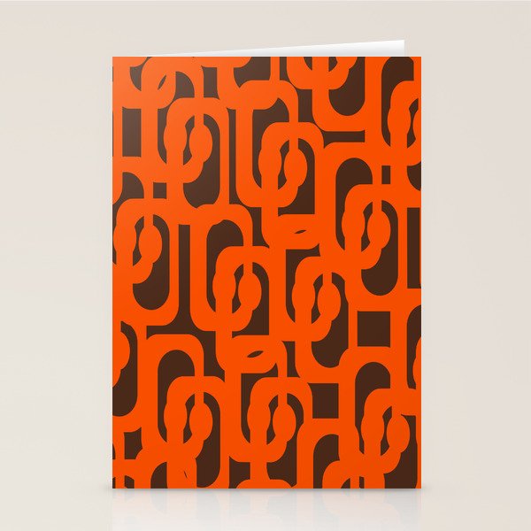 Mid Century Modern Loops Retro 70s Dark Brown and Orange Pattern Stationery Card Gallery Image 2