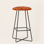 Mid Century Modern Loops Retro 70s Dark Brown and Orange Pattern Stool Gallery Image 1