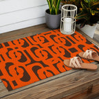 Mid Century Modern Loops Retro 70s Dark Brown and Orange Pattern Outdoor Rug Gallery Image 2