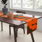 Mid Century Modern Loops Retro 70s Dark Brown and Orange Pattern Table Runner Gallery Image 2