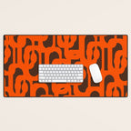 Mid Century Modern Loops Retro 70s Dark Brown and Orange Pattern Desk Mat Gallery Image 1