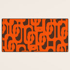 Mid Century Modern Loops Retro 70s Dark Brown and Orange Pattern Desk Mat Gallery Image 3