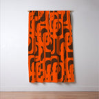 Mid Century Modern Loops Retro 70s Dark Brown and Orange Pattern Window Curtain Gallery Image 3