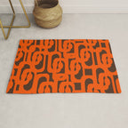 Mid Century Modern Loops Retro 70s Dark Brown and Orange Pattern Rug Gallery Image 1