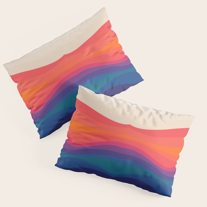 Sacred Geometric Waves: Retro 80s Edition Pillow Sham Gallery Image 1