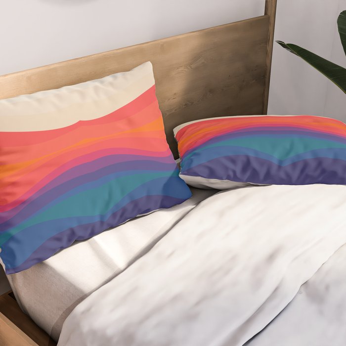 Sacred Geometric Waves: Retro 80s Edition Pillow Sham Gallery Image 2