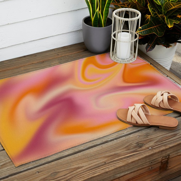 Peach fuzz gradient blend Outdoor Rug Gallery Image 2