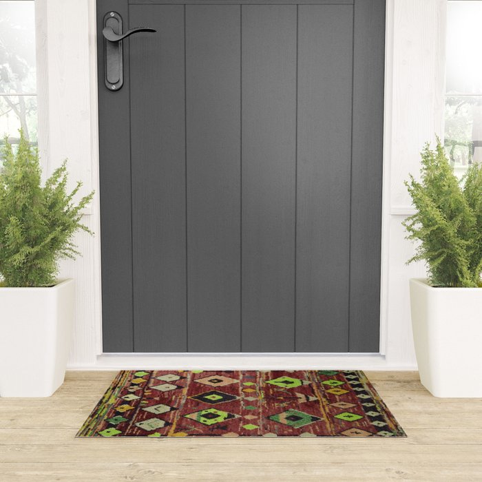 Moroccan Sunset Bohemian Geometric Pattern Welcome Mat Gallery Image 3