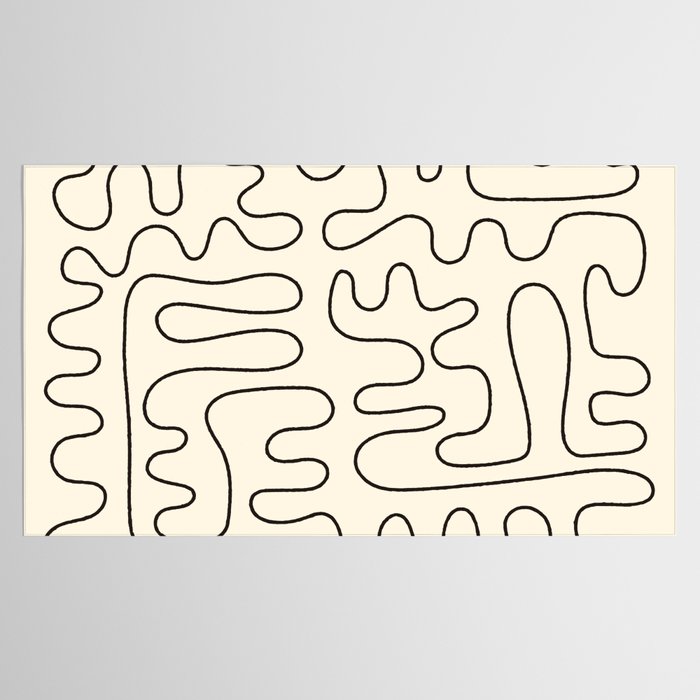 Abstract Lines 2 black and white Tablecloth Gallery Image 2