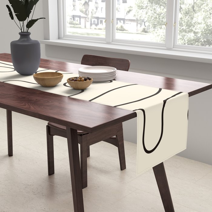 Abstract Lines 2 black and white Table Runner Gallery Image 2