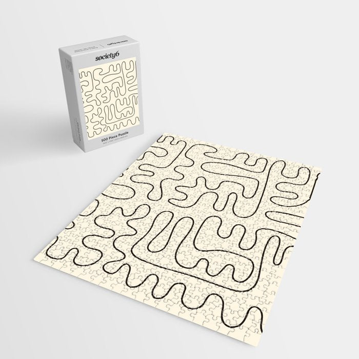 Abstract Lines 2 black and white Jigsaw Puzzle Gallery Image 2