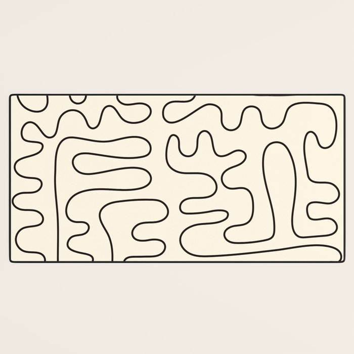 Abstract Lines 2 black and white Desk Mat Gallery Image 3