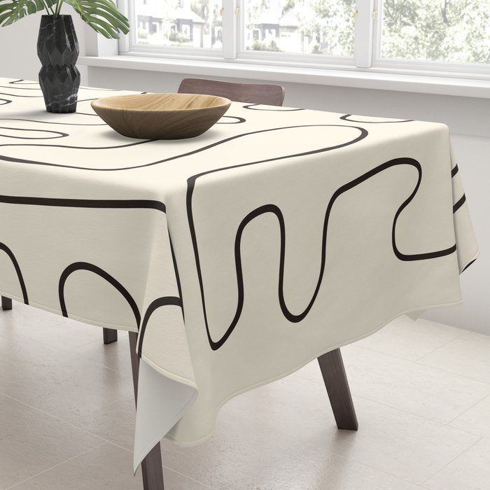 Abstract Lines 2 black and white Tablecloth Gallery Image 3