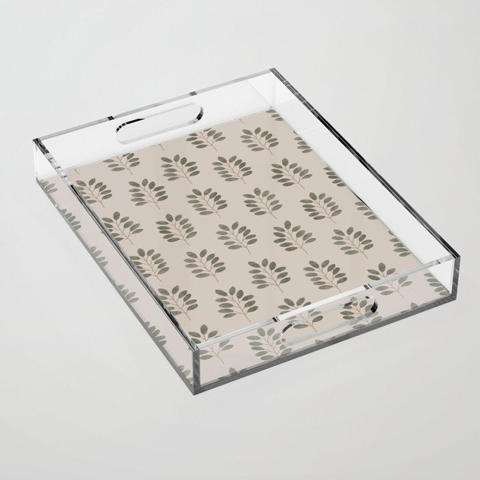 noble branches - pewter and olive Acrylic Tray Gallery Image 1