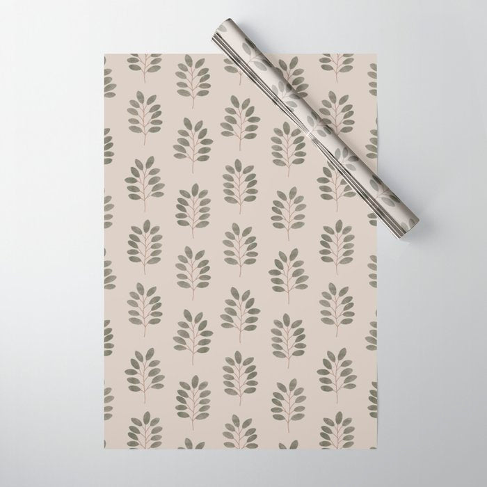 noble branches - pewter and olive Wrapping Paper Gallery Image 1