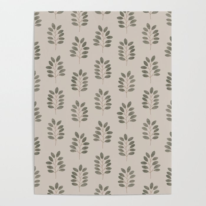 noble branches - pewter and olive Poster Gallery Image 1