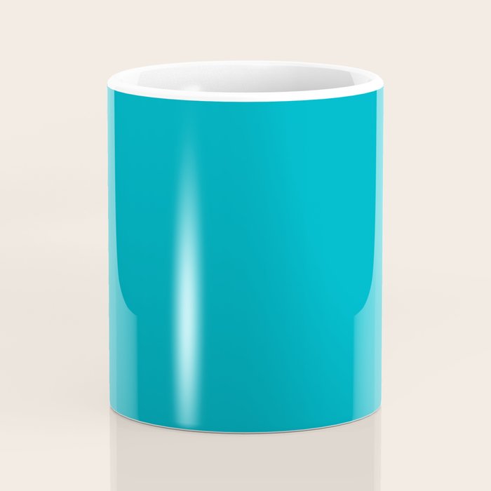 NOW AQUA Blue Solid Color Plain Teal Shade and Mindfulness Minimalist Word Art  Coffee Mug Gallery Image 4