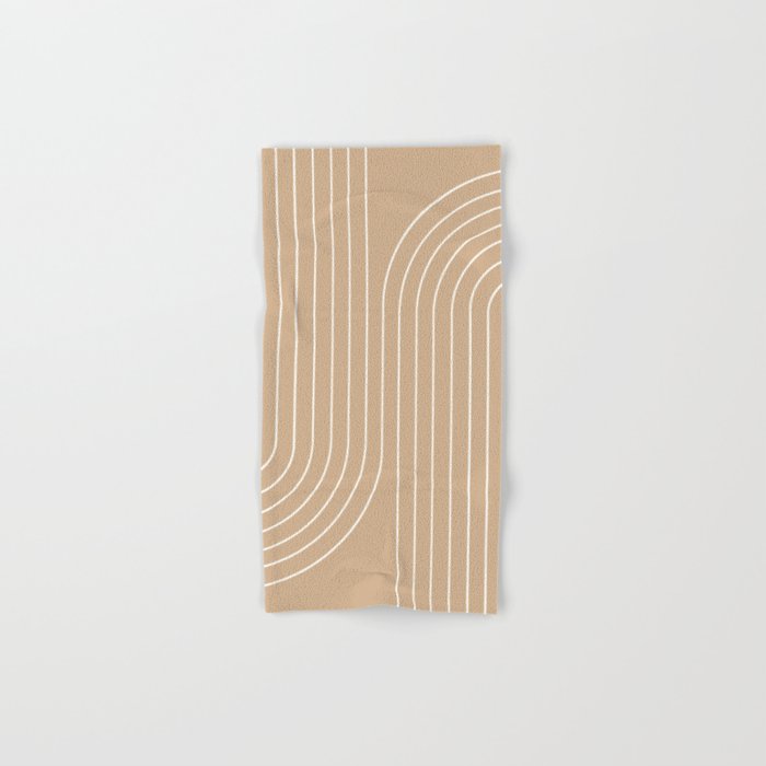 Minimal Line Curvature LXXXV Neutral Tan Mid Century Modern Arch Abstract Bath Towel Gallery Image 1