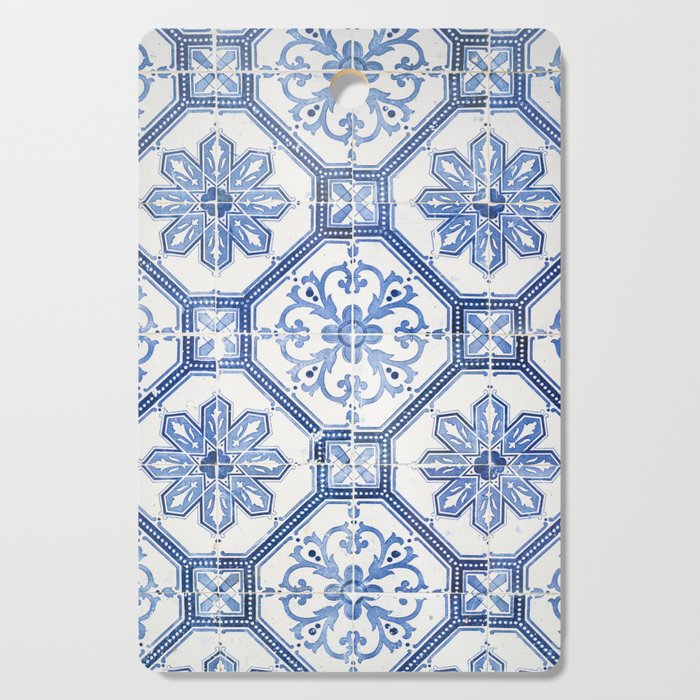 Blue Portugese Tile Pattern | Colorful Travel Photography in Portugal | Azulejos House Design Art Print Cutting Board Gallery Image 1