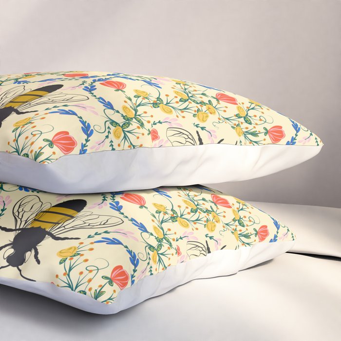 Bee Garden - Cream Pillow Sham Gallery Image 3
