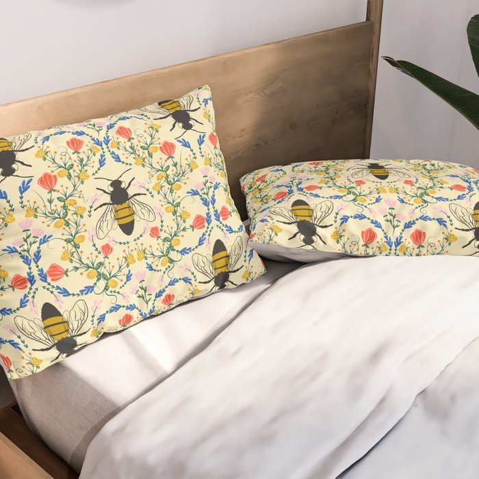 Bee Garden - Cream Pillow Sham Gallery Image 2