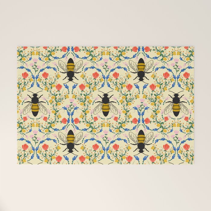 Bee Garden - Cream Welcome Mat Gallery Image 1